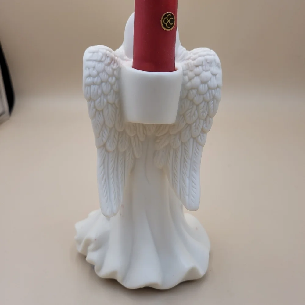 Vtg Partylite Angel of Light Bisque Taper Candle‎ Holder P0425 Retired With Box